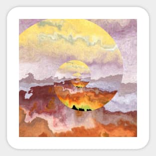 Mountains Watercolor Desert Yellow Sticker